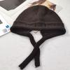 Wool hat women's winter wool lace-up knitted hat solid color fashionable versatile face small warm ear protection Lei Feng hat