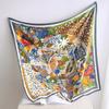 Summer new ink painter hand curling 91 square scarves in stock simulated silk twill temperament shawl manufacturer