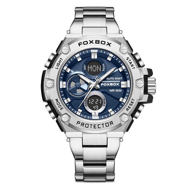 LIGE FB0054 Golden Digital Watch Waterproof Wristwatch Clock Sport Watch Male Men Luminous Quartz Watch Stainless Steel Clock