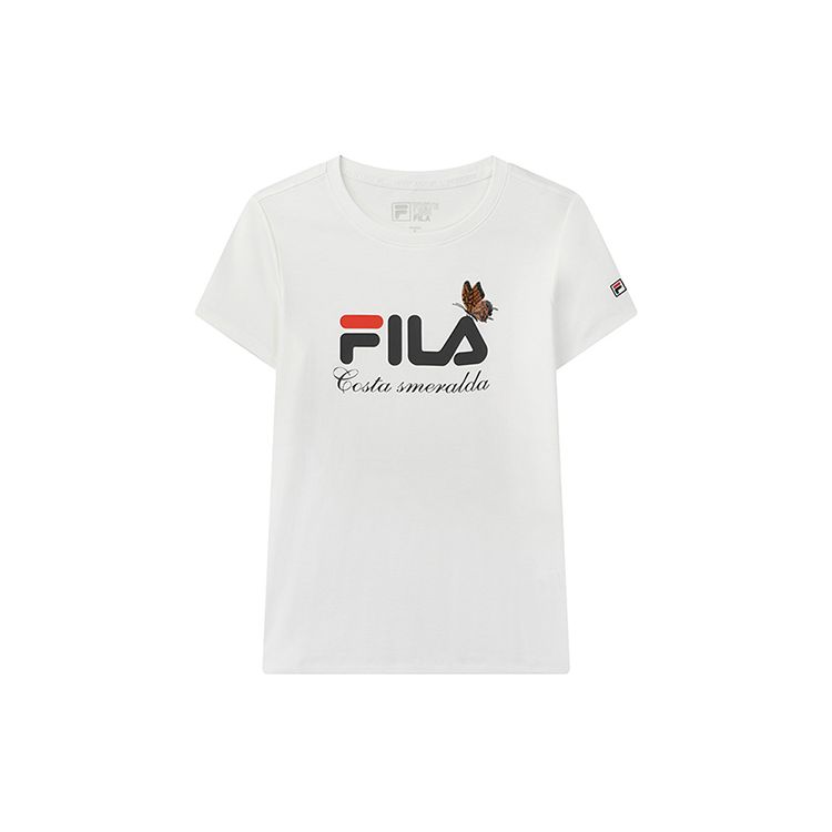 

Футболка с коротким рукавом и принтом бабочки FILA, женские топы, белая F11W028115F-WT