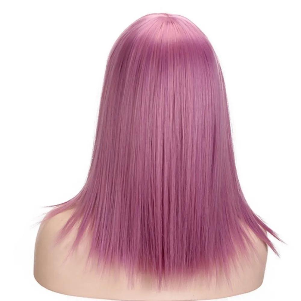 Theater prop pink violet long hair wig cosplay makeup wig