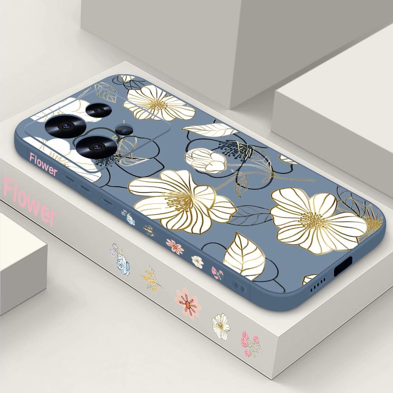 Lanyard Soft TPU Case For Xiaomi Redmi Note 13 14 Pro Plus 12 14 Pro 5G Note 13 11 13C 4G White Flower Silicone Phone Cover