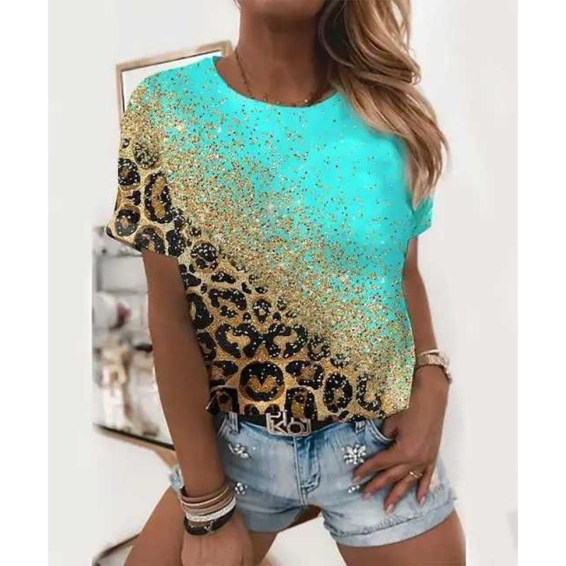 Sexy and Fashionable Leopard Print Casual Short Sleeved Street Women's T-shirts
