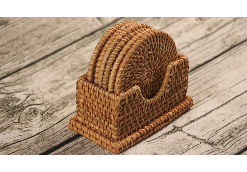 Nordische Stijl Rotan Hittebestendige Onderzetter & Tafelmat Set