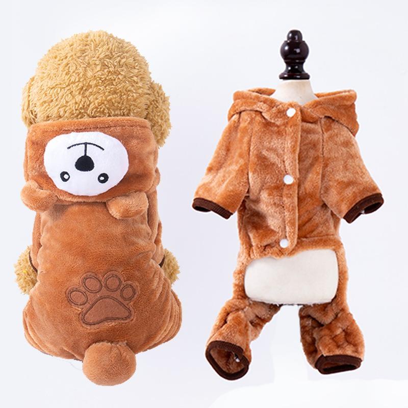 Four-legged Button Dog and Cat Clothing, Pet Supplies, Autumn and Winter Fleece Hoodie