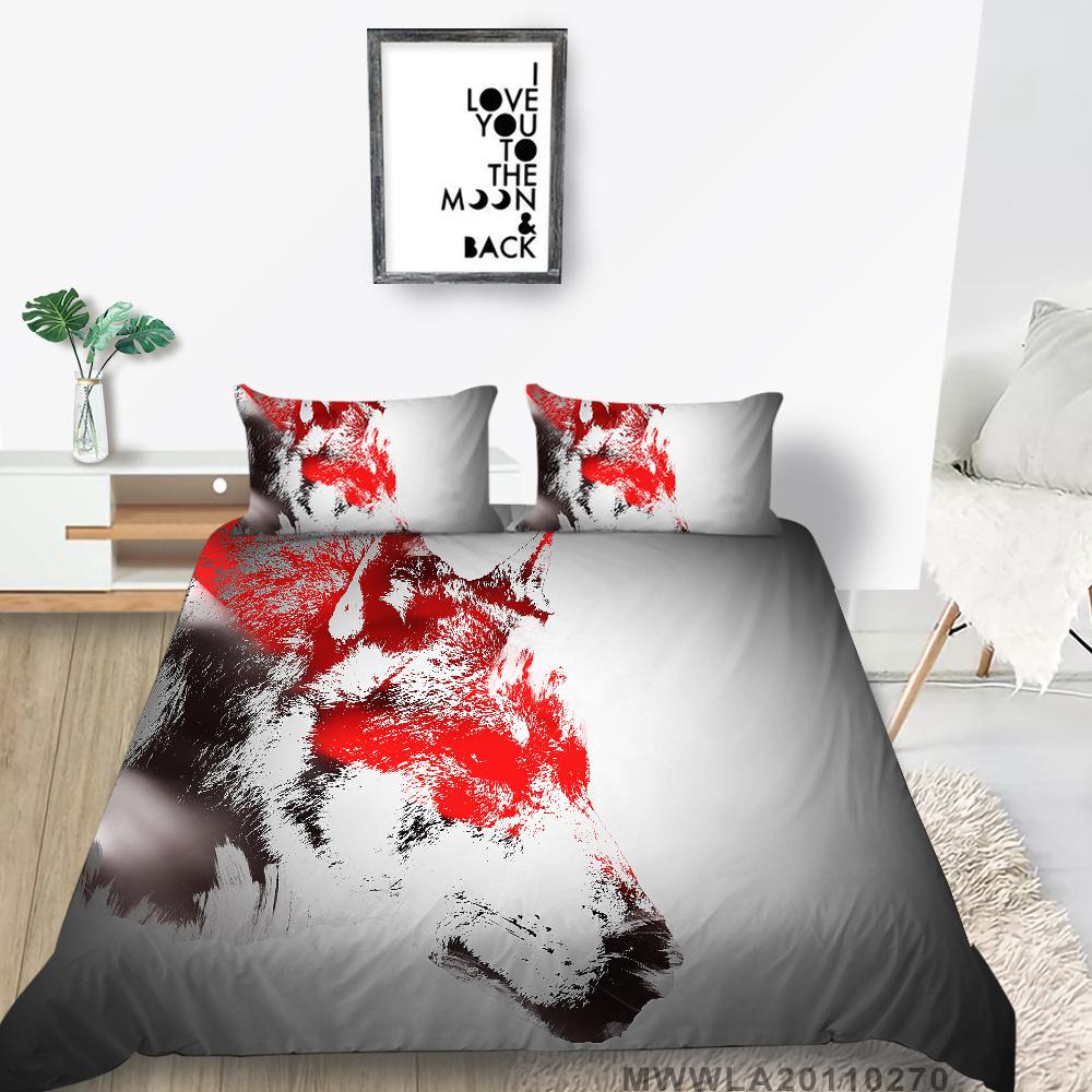 Home Textiles Bedding Suit with Pillowcase 3D Wolf Printed King Double Size Comforter Duvet Cover Bed Sets