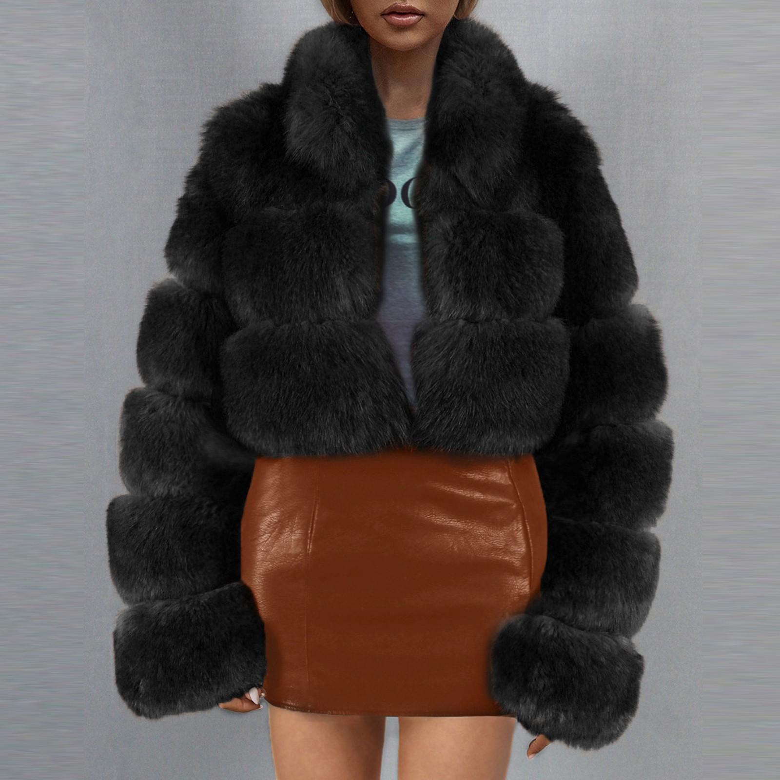 

Женское модное повседневное пальто из искусственной шерсти M чёрный