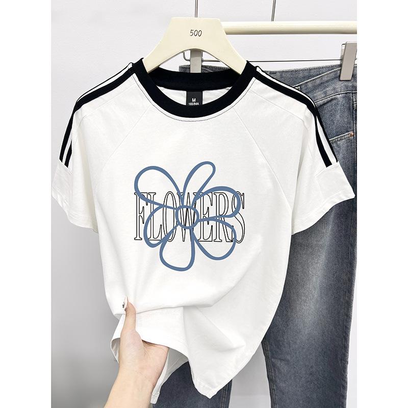 

Plus Size Women s Floral Print Short Sleeve T-Shirt - Trendy, Loose, Casual Fashion Extra Large белый