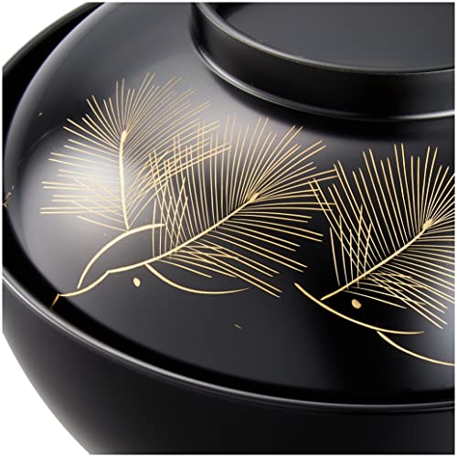 Masano Black 13.6 x 10 x 10 cm "Echizen Lacquerware" Chinkin Pine Zoni Bowl Black