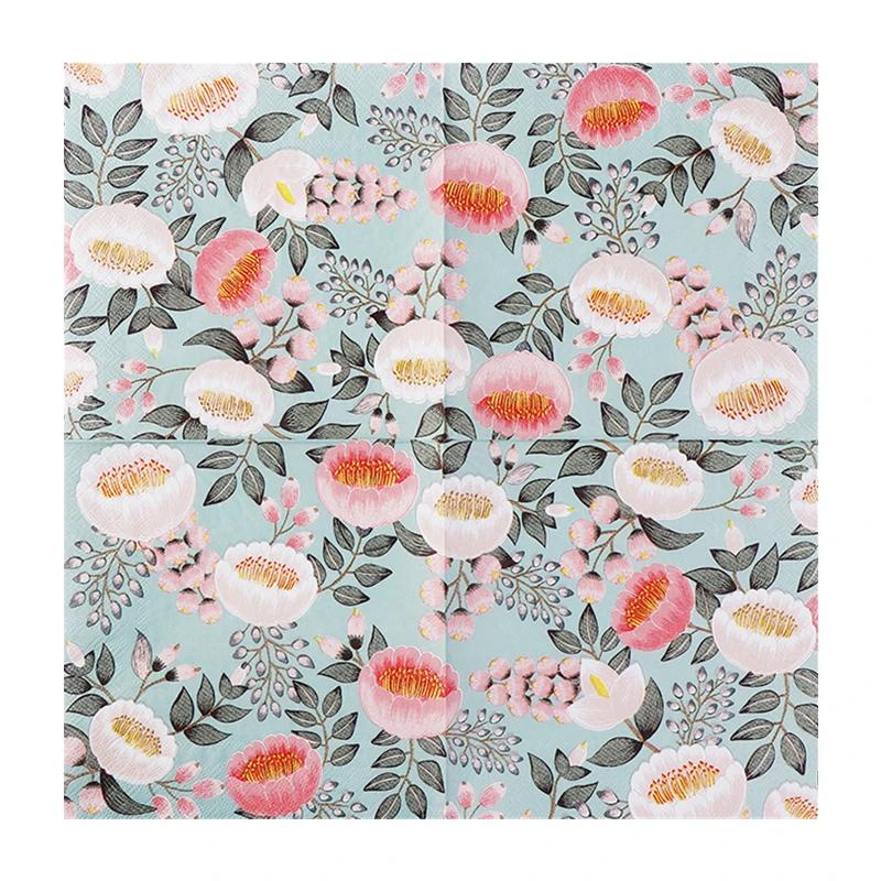 20pcs/Pac 33*33cm 2-Ply Disposable Party Napkin Flowers and Plants Pattern