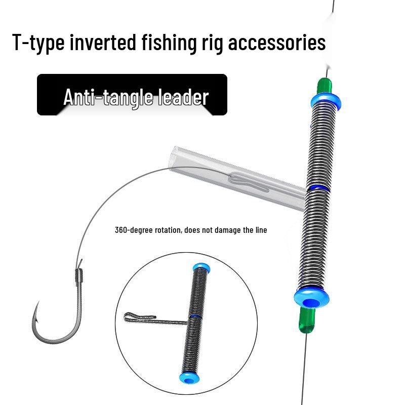 Anti-Tangle Fishing Rig: T-shaped Leader Splitters, Rubber Tube, Kite Fishing Hooks, 3-Way Swivel Hook Separator