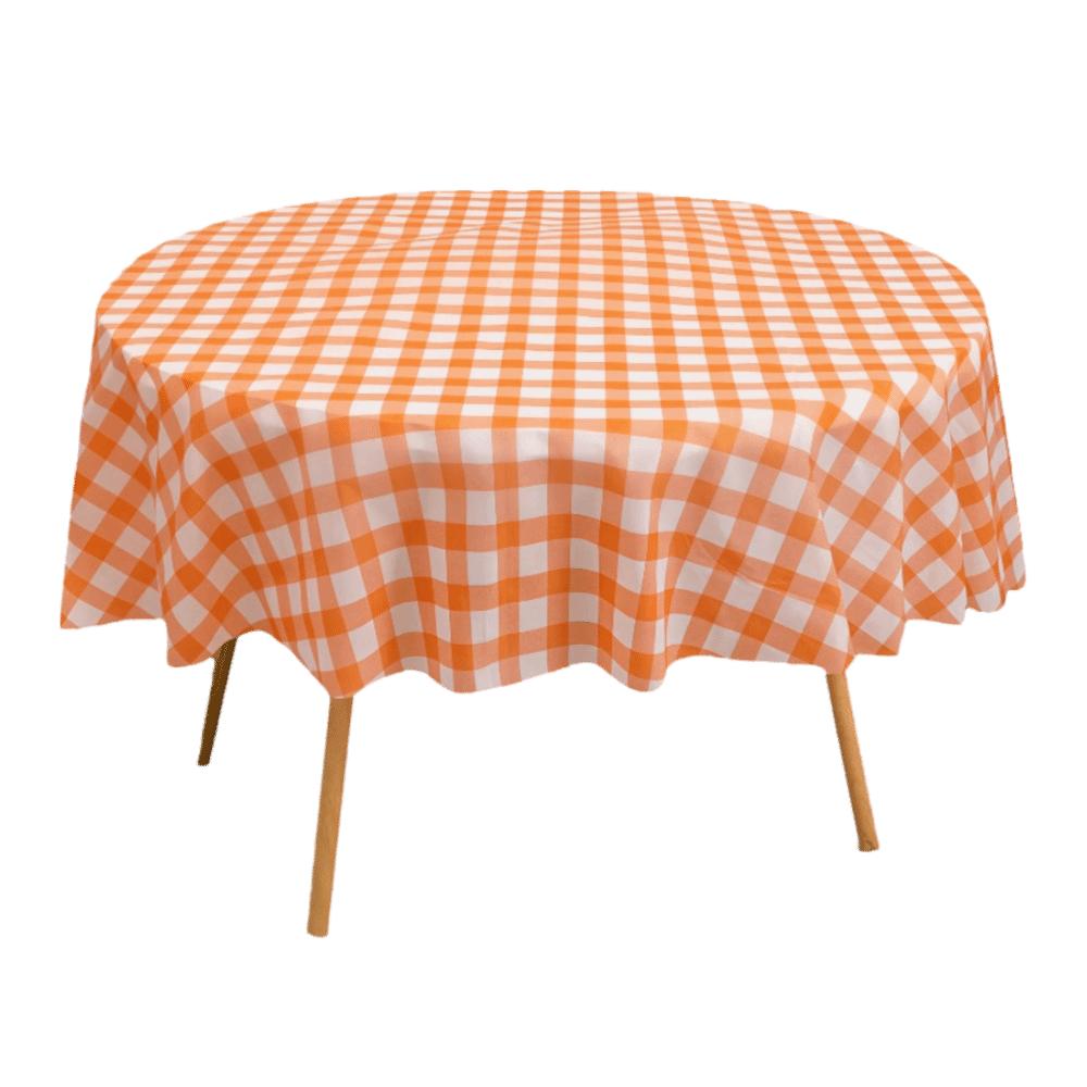 84 Inches Disposable Tablecloth Oil-proof Reusable Round Tablecloth Wrinkle-Free Waterproof Gingham Tablecloth Family Gathering