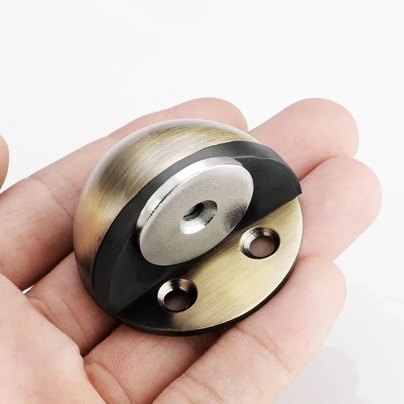 Fermaporta magnetico doppio in acciaio inossidabile, senza chiodi, protezione da parete, paraurti, supporto a cuneo, fermaporta da pavimento, ferramenta per fermaporta