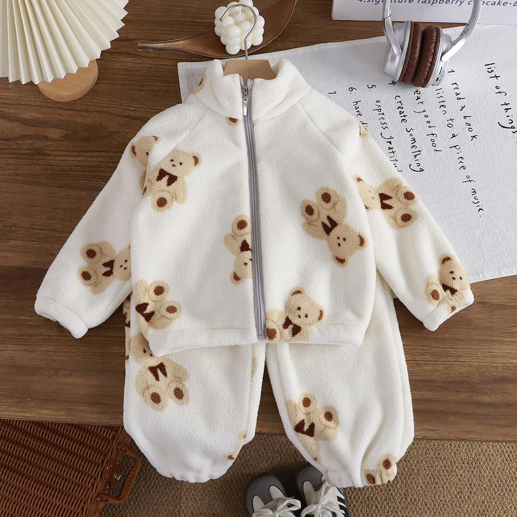 Autumn and Winter Plush and Thickened Suits for Children, Home Clothes for Boys and Girls, Warm Suits for Children