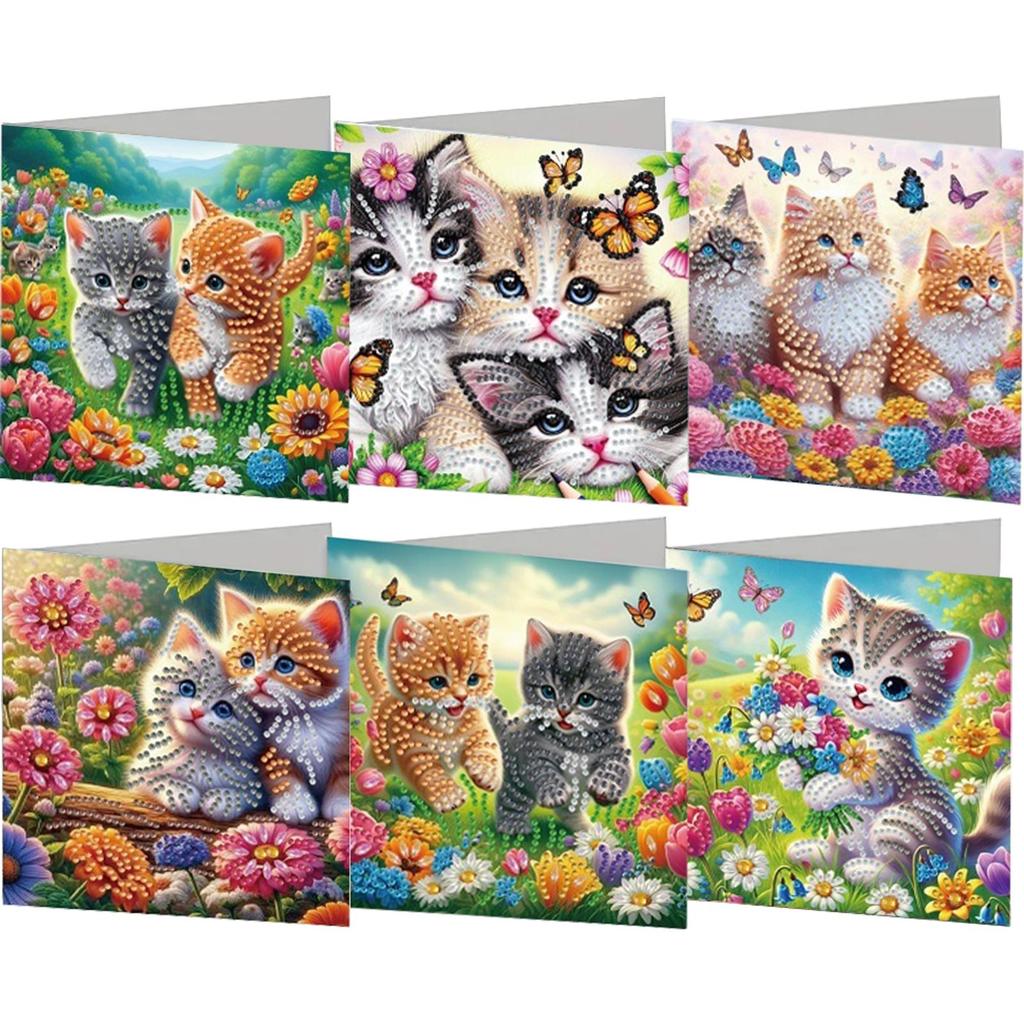 6pcs DIY Halloween Theme Diamond Art Greeting Cards Diamond Art Handmade Cards for Christmas Birthdays Thanksgiving and Holidays