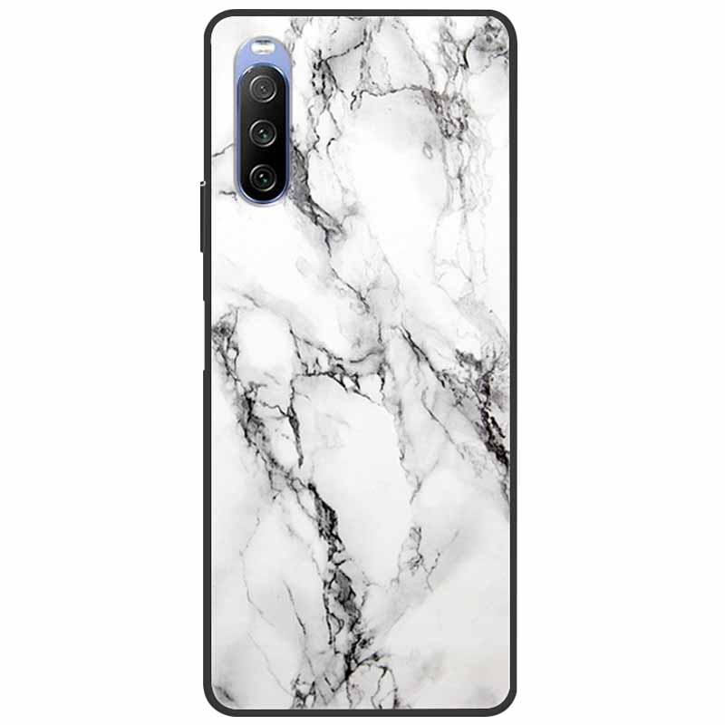 Soft Cover For Sony Xperia 10 III /5 III /1III Case Silicone Painted Marble Cat Funda Cover for Sony Xperia 1 II /10 II /5 Coque