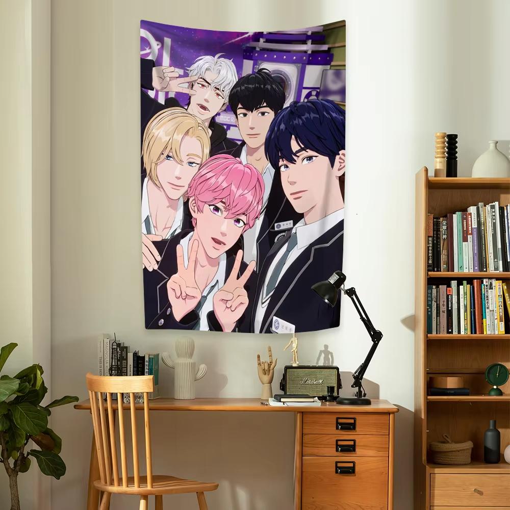 

Постер-гобелен K-pop виртуальной мужской группы PLAVES Американский флаг Домашний декор Настенная ткань Фон для спальни общежития Баннер для концерта 74x94cm(29x37in)