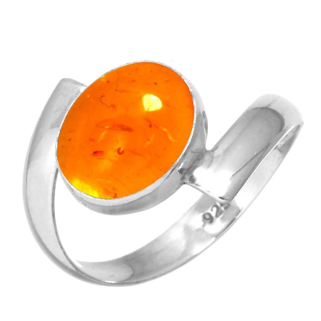 925 Sterling Silver Ring Women Gemstone Handmade Jewelry Engagement Gift Amber Amethyst Black Onyx Carnelian Garnet Quartz Green Onyx Gold Stone