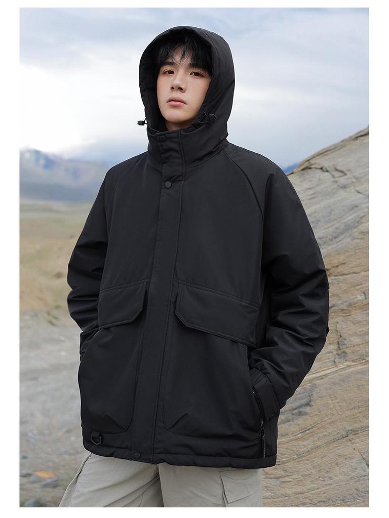Unisex Winter Down Jacket: Men's Hooded, Loose Fit, Trendy Fashion Outerwear, Casual Couple Style.