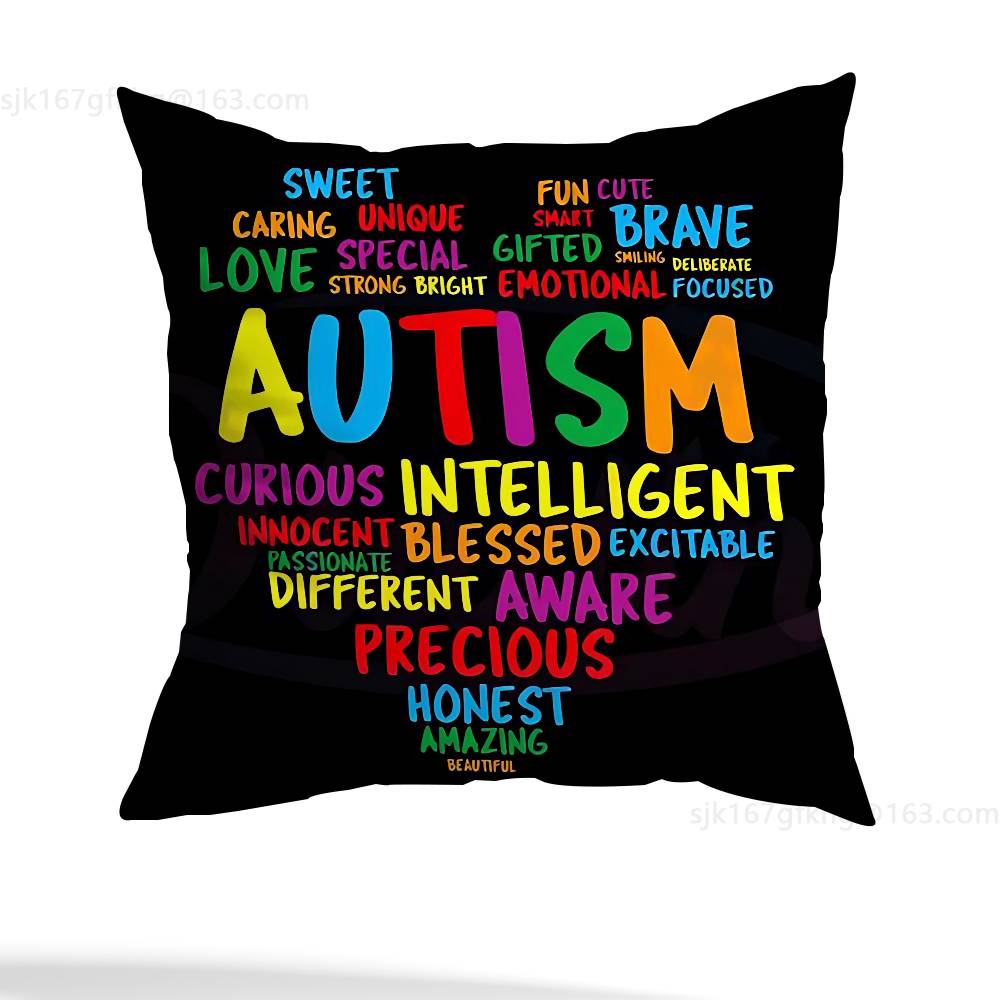 Autism Acceptanc pillowcase casual style decoration, suitable for home decoration (excluding pillow core)