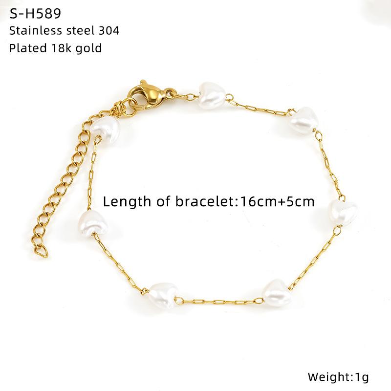 Titanium Steel Glazed Bead Pearl Bracelet, Sweet Crystal Natural Stone Colored Jewelry, High Sense Of Personality