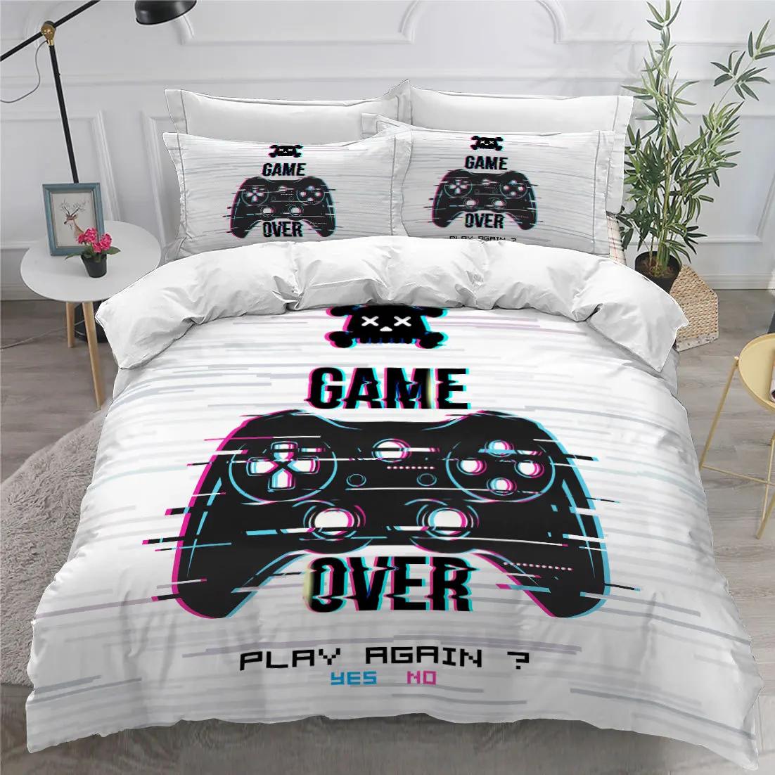 

Play Game Double Bed Comforter Cover Bedding Set Print Video Game Handle Super Soft Comfortable Bedroom Duvet Cover Set Orange (135x200cm)