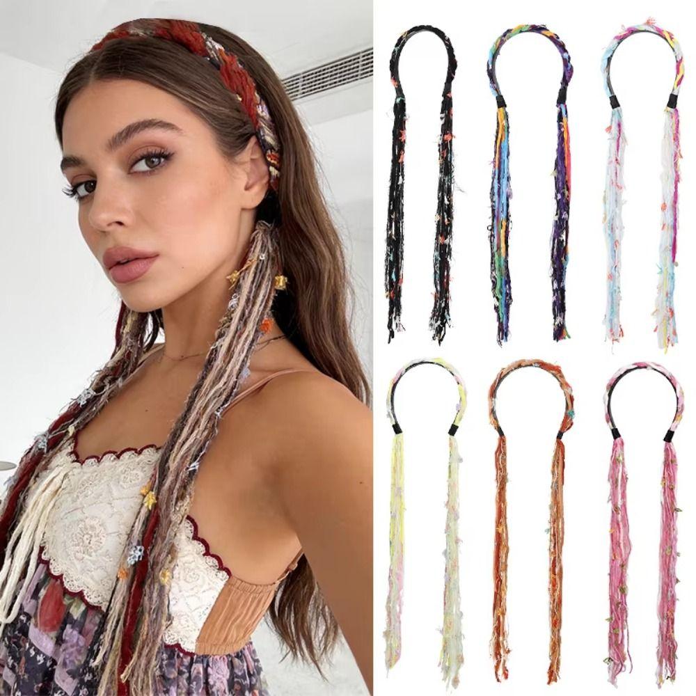 Elegante Kopfbedeckung Vintage Haarreif mit Anhänger Boho farbiges Seil Stirnband Tägliches Tragen