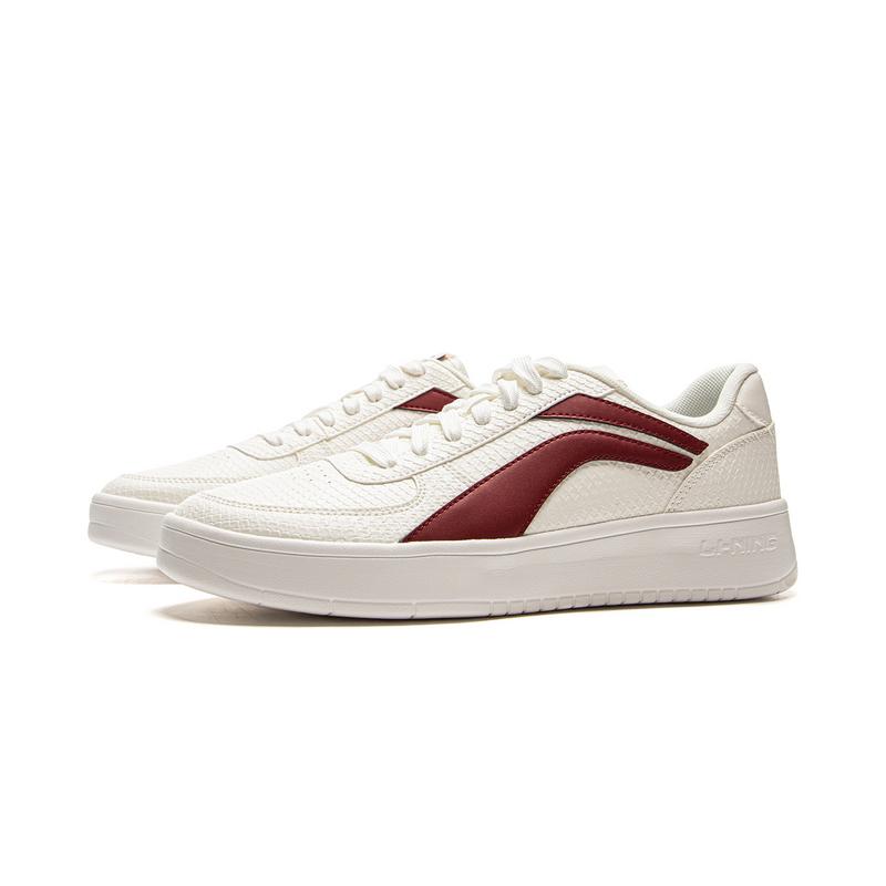 Li-Ning Versatile Lightweight Comfortable Slip-Resistant Durable Shock-Absorbing Low-Top Casual Shoes Men sneakers White Red AGCV141-1
