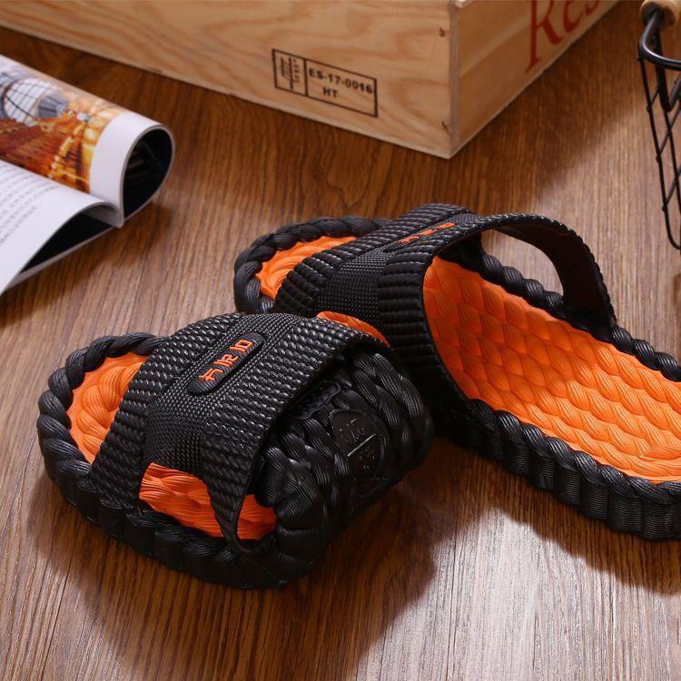 Men's EVA Slippers Black Patchwork Color Soft Sole Casual Indoor Slippers At Home Bathroom Anti Slip Slippers Summer