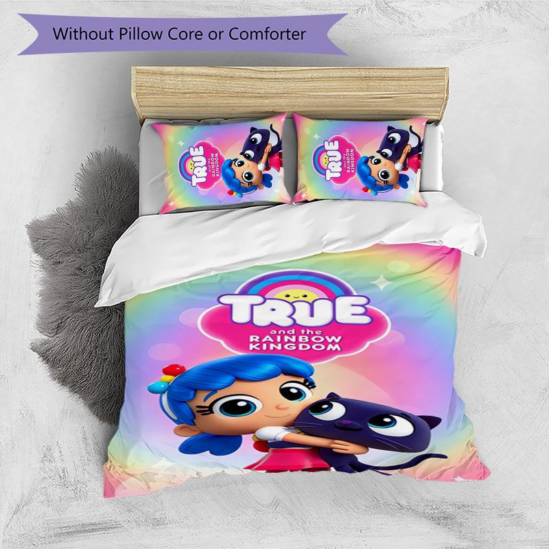 True and the Rainbow Kingdom 3pcs Bedding Set Duvet Cover Closure Includes 1 Duvet Cover & 2 Pillowcases for All Seasons Bedroom Home Dorm Decor