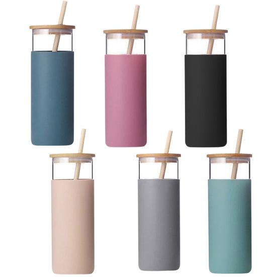 500ml Water Cup with Lid Shatterproof Glass Assorted Iced Coffee Tumbler Straw Bottle Home