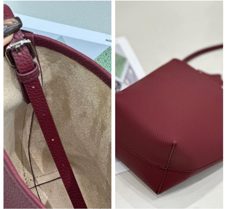 Dámská minikabelka typu „bucket bag“ z pravé kůže - Hovězí kůže Togo, Jednoramenná, Crossbody, Jedinečný design, Všestranný styl pro dojíždění