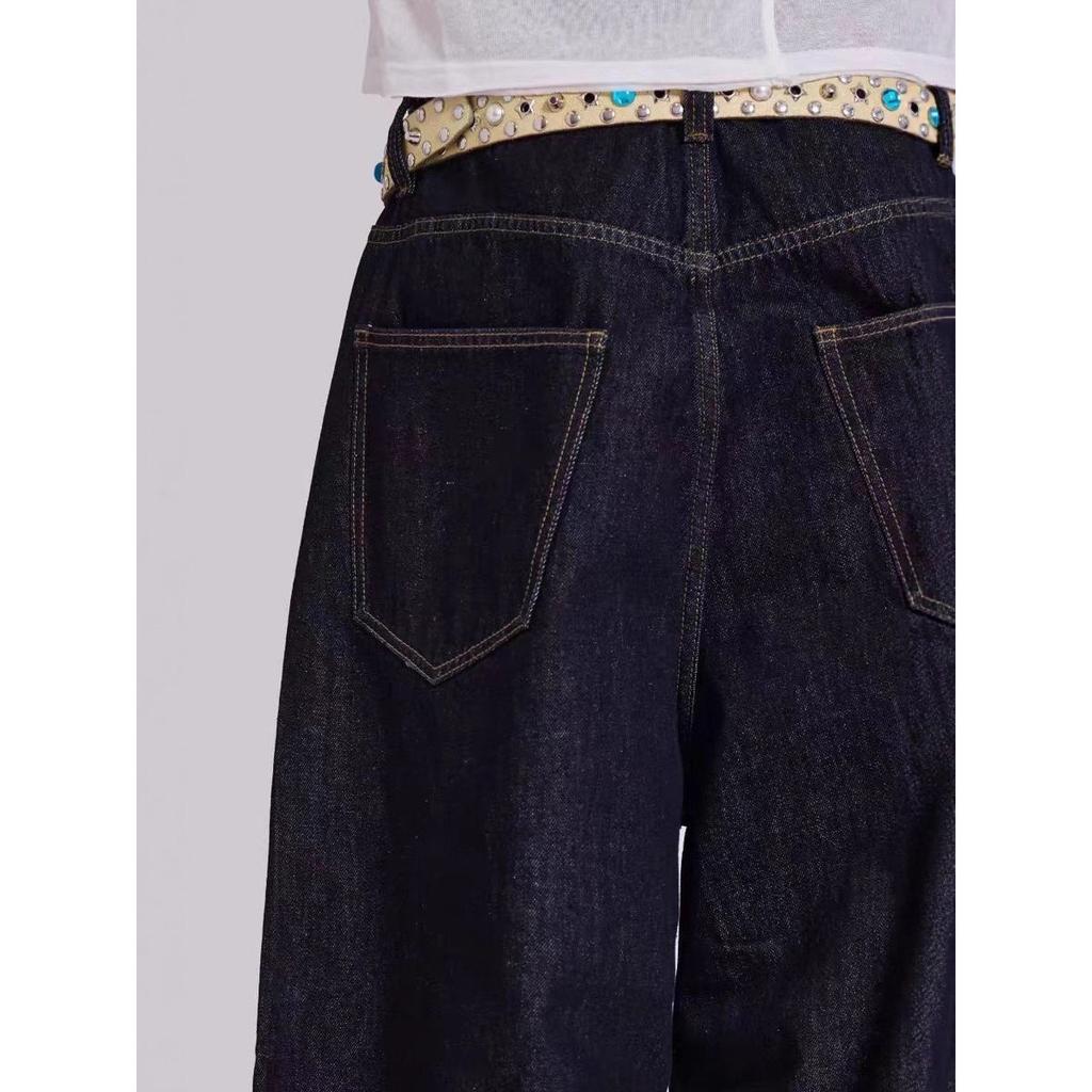 LUXEON American-style Street Letter Printed Jeans, Straight-leg Trendy Brand Loose Denim Pants