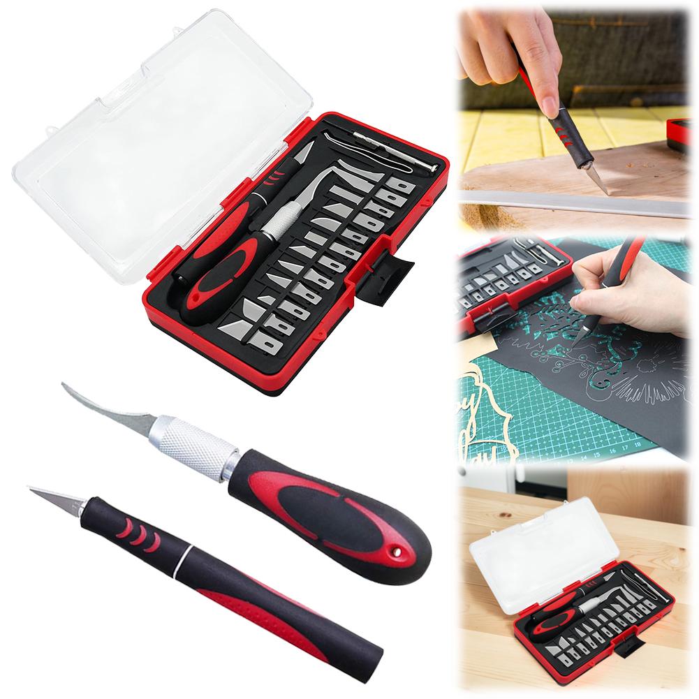 18 шт. Художественный нож с нескользящей ручкой Скальпель Набор ремесленных ножей Лезвия из стали SK5 Набор ножей для резьбы Набор резаков для гравировки поделок China Mainland