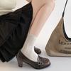 Thick Heel Loafers European 100-buckle Year-old High Heel Mary Jane Small Leather Shoes with Skirt