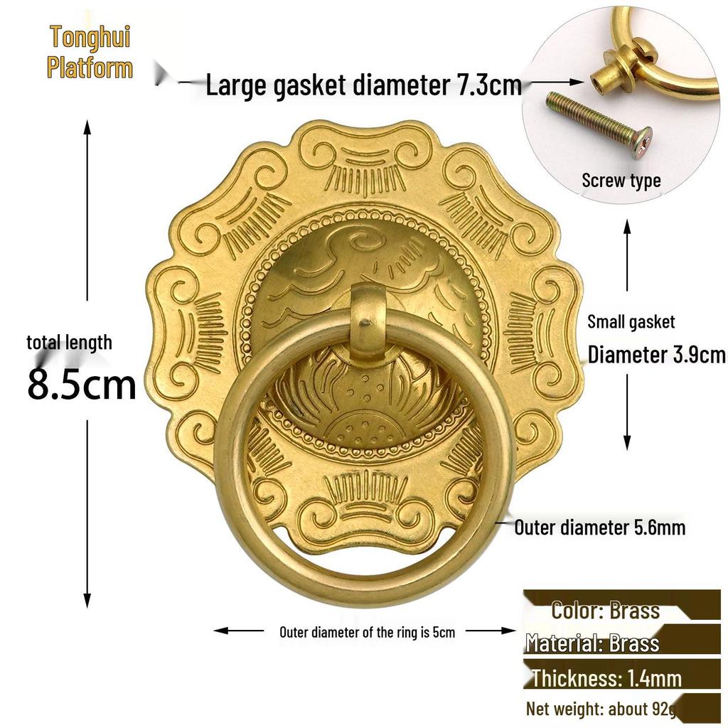 Antique Style Pure Copper Hexagonal Handle for Cabinets & Drawers - Retro Chinese Hardware Accessory