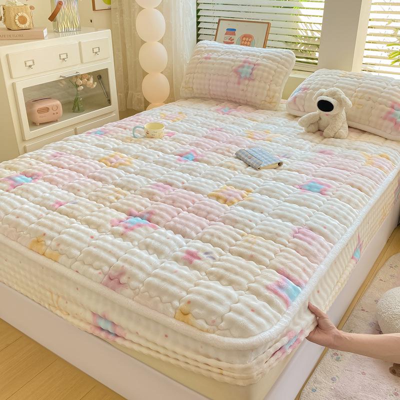 Třída A Plyšové prošívané prostěradlo s bublinkovým králíčkem - Silný protiskluzový all-inclusive chránič matrace na jednu postel