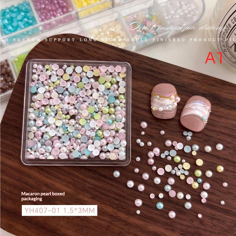 Creative Nail Designs with 12 Grids of Vibrant Pearl Charms