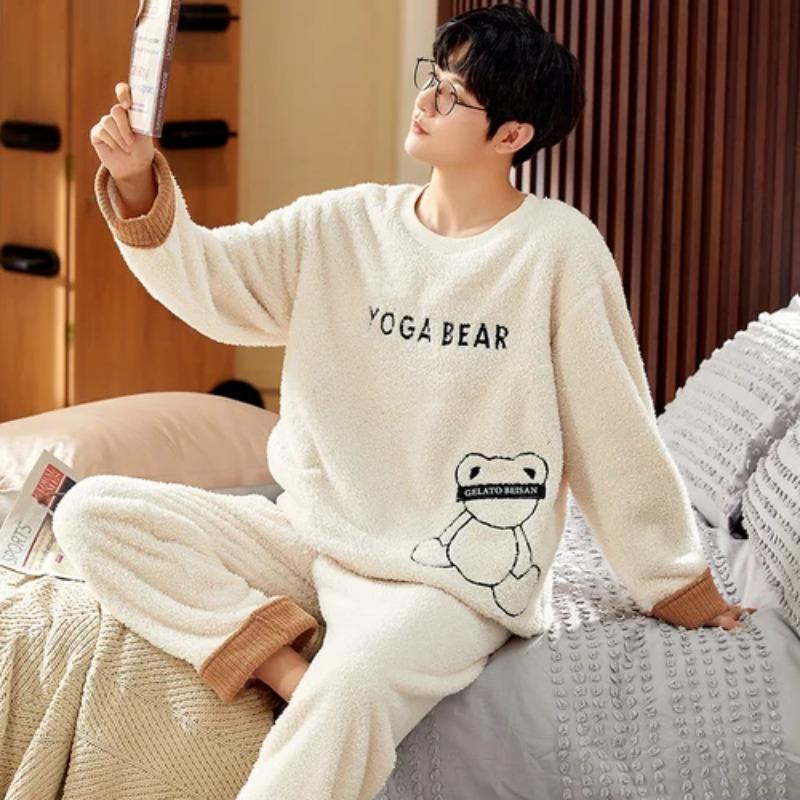 Pyjamas für Herren Lässige Flanell-Pyjama-Sets Hausanzug Winter Warm Pyjamas Männliche Nachtwäsche