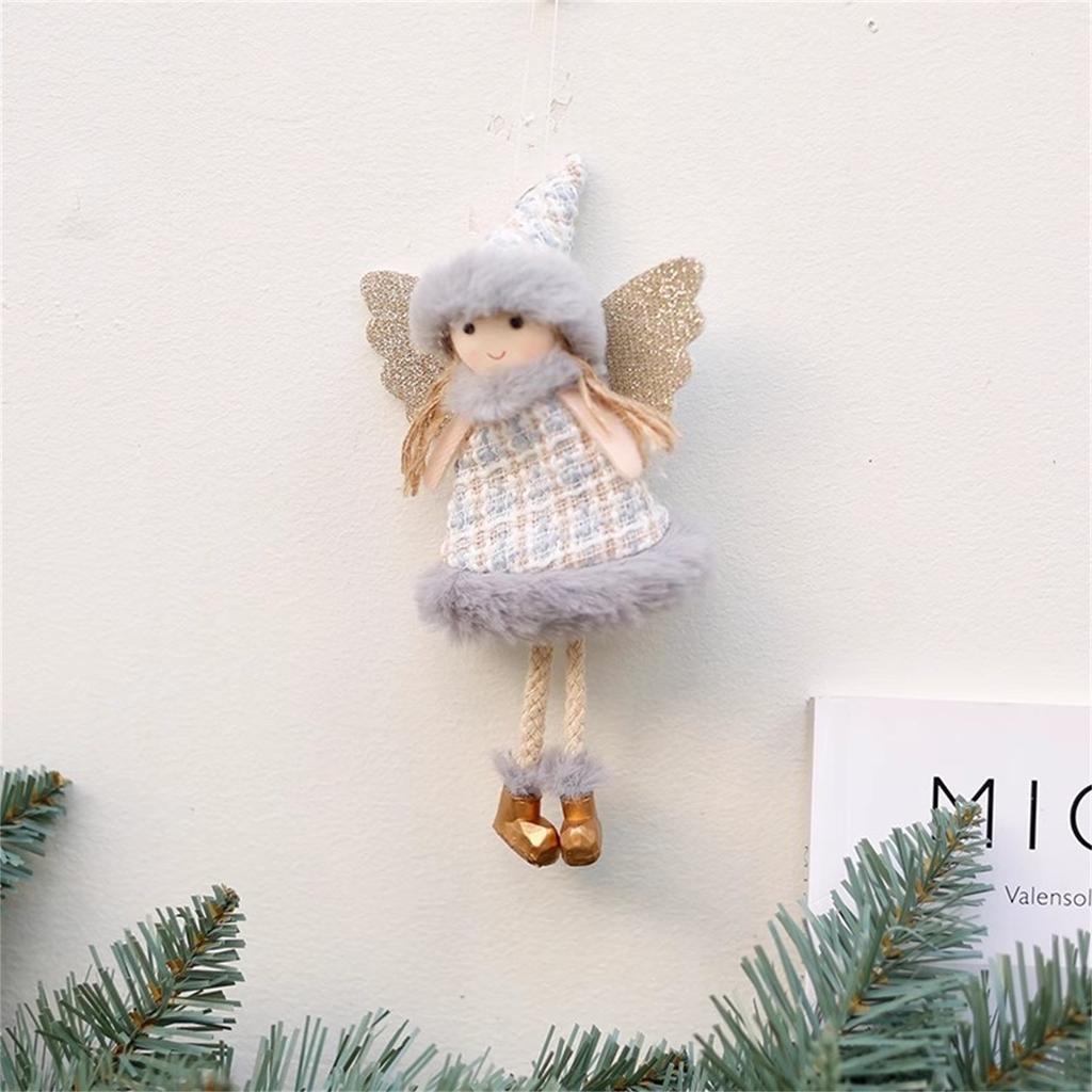 Christmas Plush Angel Girl Dolls Ornaments Xmas Tree Pendant Hanging Decoration For Home New Year Decor Supplies Kids Gifts
