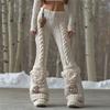 Vintage 3D kötött leggings nőknek gótikus mintával magas derék szűk nadrág Y2K punk utcai viselet rugalmas karcsúsított nadrág