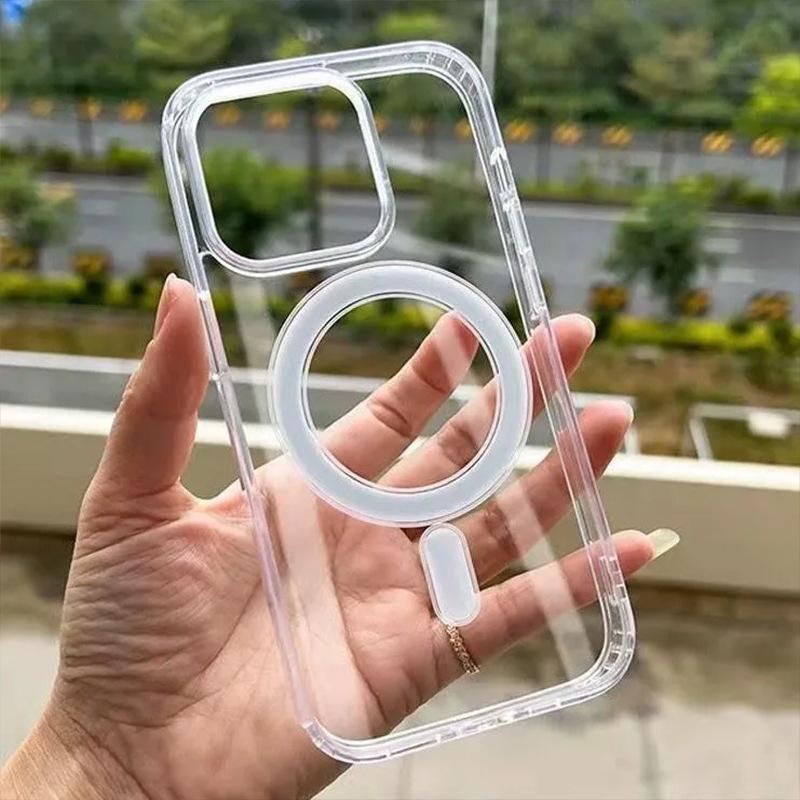 

Clear Magnetic Case with Hard Back for iPhone 17 Pro Max/15 Pro/14/13 - Drop Protection 16 Plus