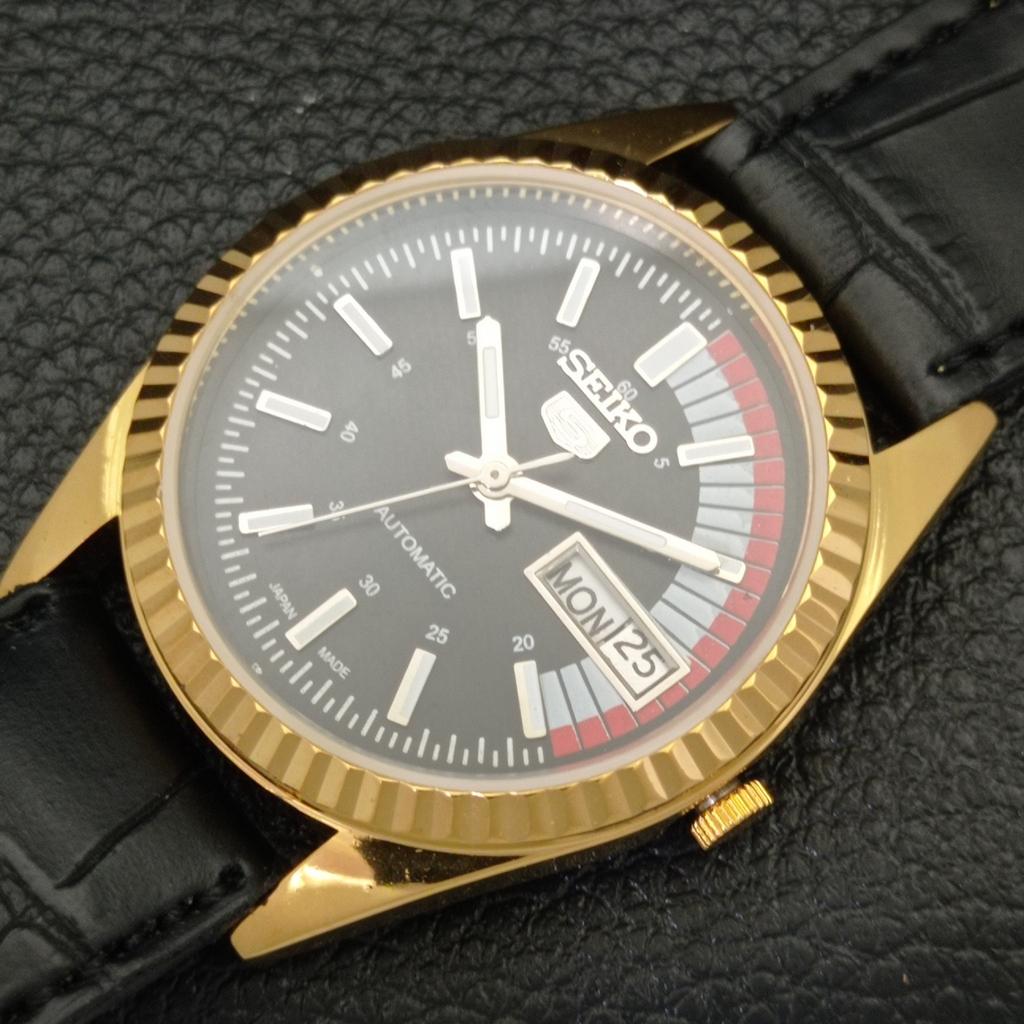 REFURBISHED VINTAGE SEIKO 5 AUTOMATIC JAPAN MENS BLACK DIAL WATCH A434390-2 R120-a434390