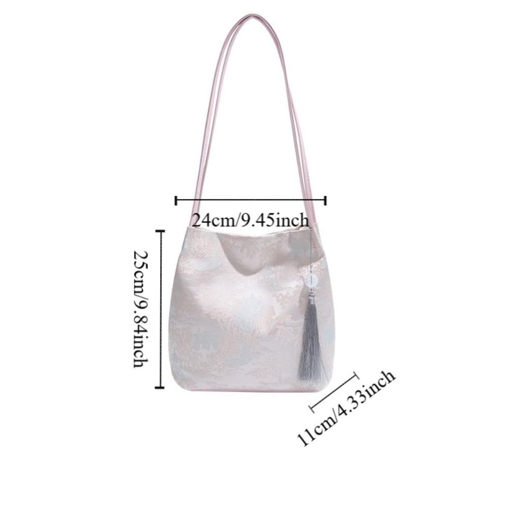 Cloth Embroidery Tote Bag Elegant Hanfu Printing Handbag Casual Chinese Style Shoulder Bag  Daily