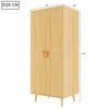 Kleiderschrank (Einzelstück 70 × 55 × 170 cm), Doppeltürdesign mit großen Staufächern, griffförmige Cartoon-Griffe und erhöhte Füße, Holzfarbe