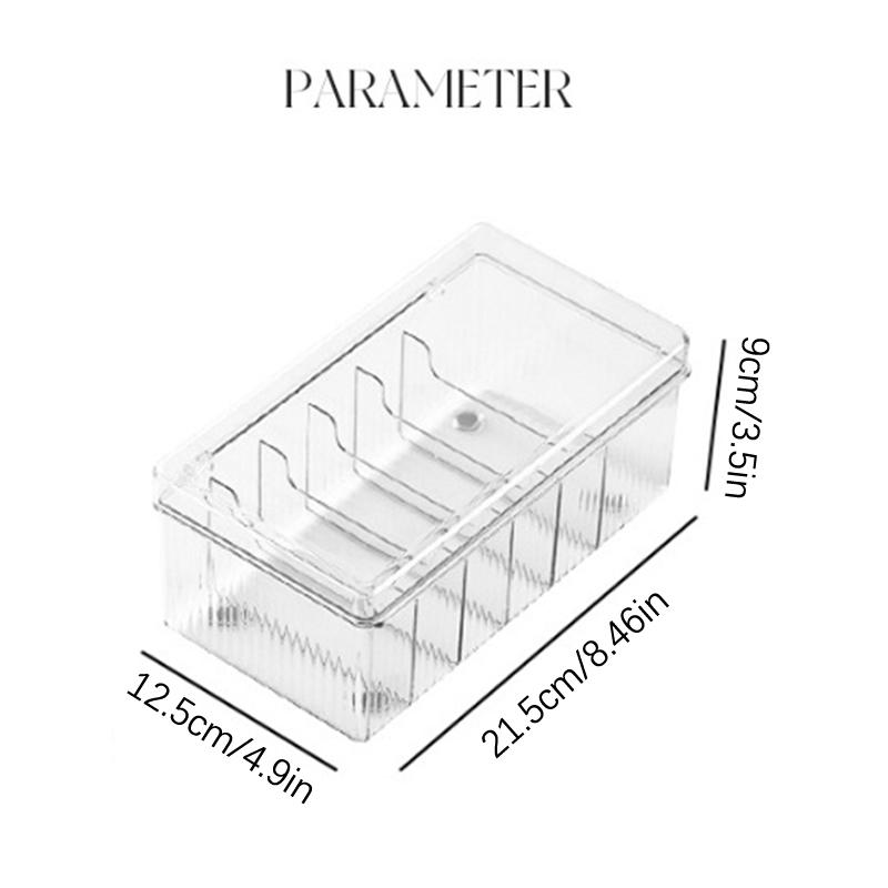 Coș de depozitare transparent pentru manichiură, cu capac, pentru birou, pentru telefon, pentru gene false, organizator, cutie de depozitare transparentă, cu capac