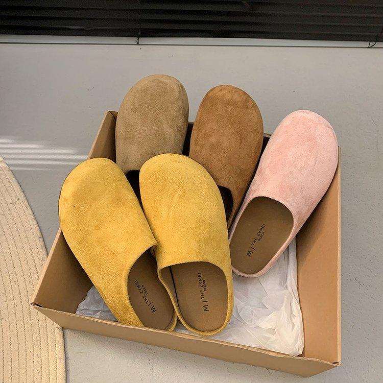 Soft Leather Version~ Thick Bottom Boken Bag Head Half Slippers Women Wear Half Tray 2025 Spring Pregnant Women Retro Ugly Boken Tide