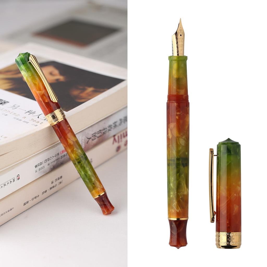 PENBBS 470 Vacuum Filling Fountain Pen Blade/Round Nib Pen Large Capacity Transparent Acrylic Business Writing Gift Pen