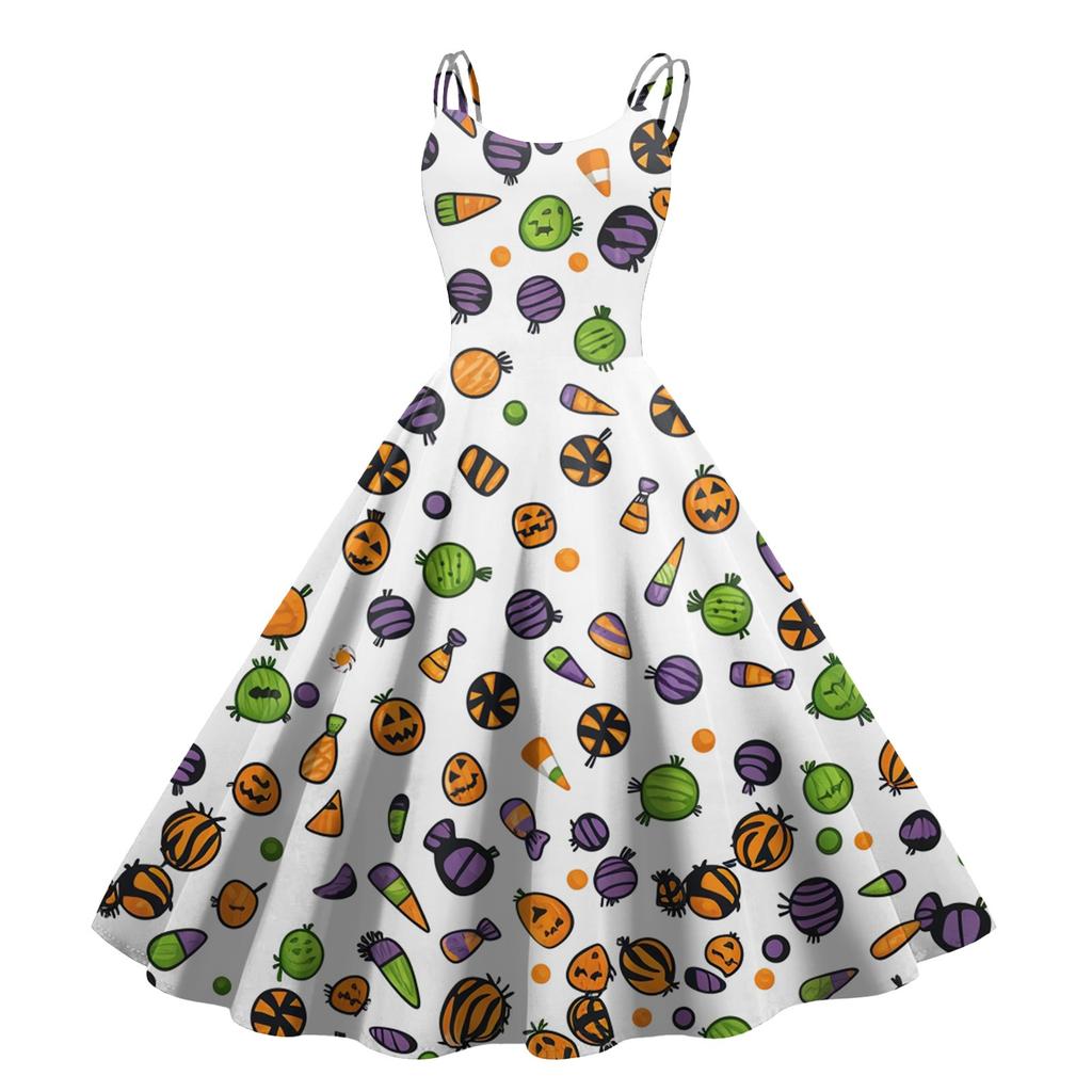 Dámské sexy šaty s potiskem Halloweenu, odhalující ramena, punkový vintage styl