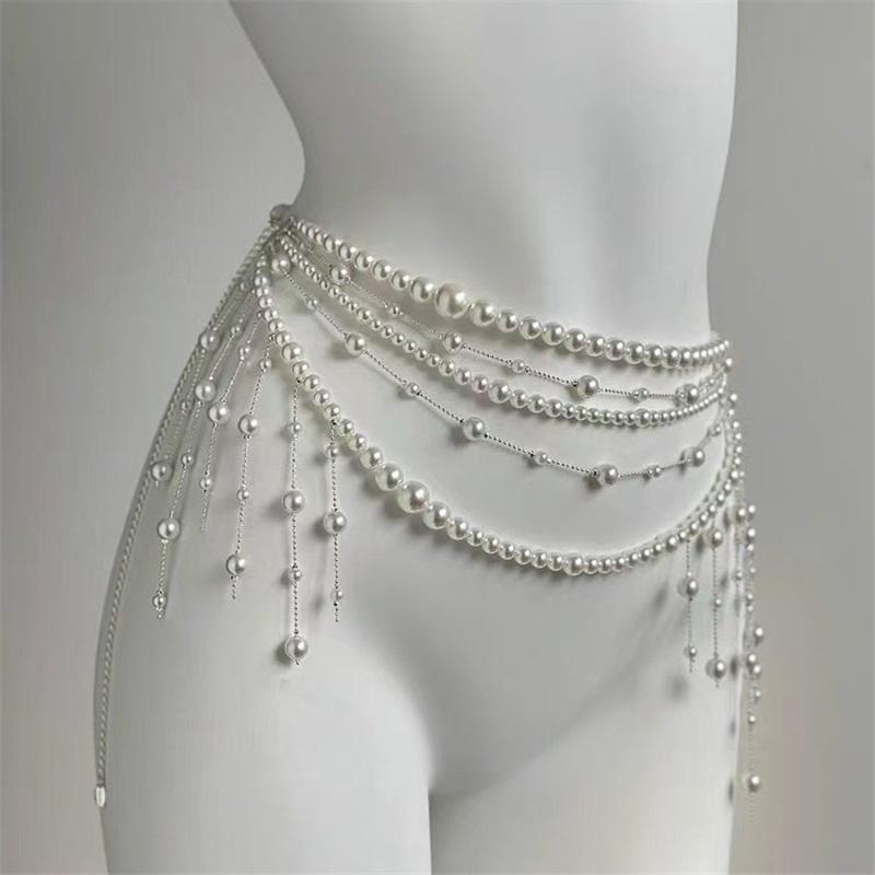 

Принцесса-бабочка многослойная кисточка поясная цепочка цепочка для тела французская ниша высокий класс тяжелая промышленность супер фея ожерелье аксессуары 80.5CM+13CM белый